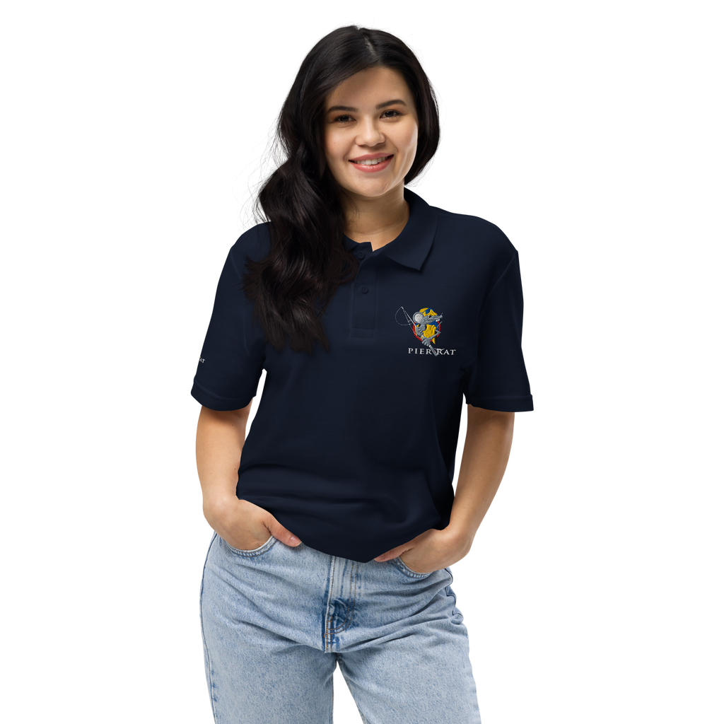 Navy Pier Rat Unisex Pique Polo Shirt