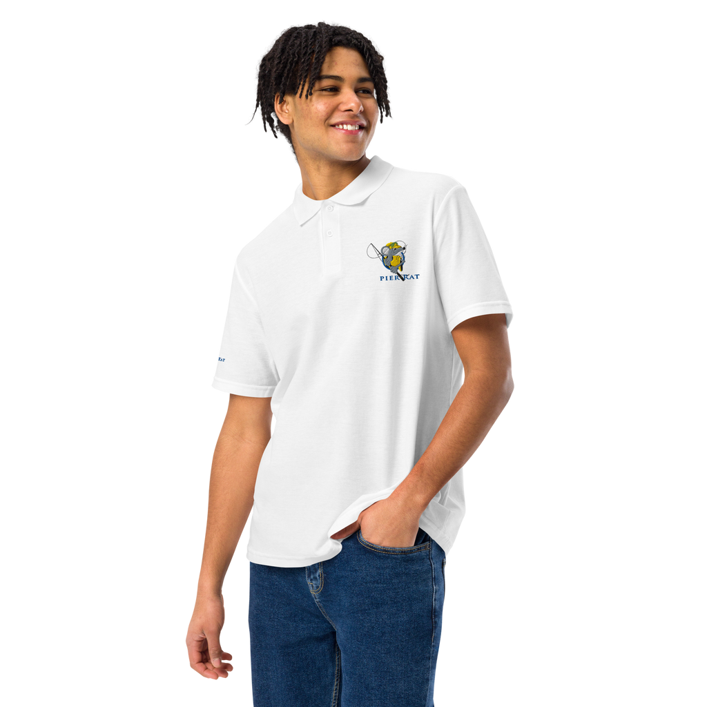 White Pier Rat Unisex Pique Polo Shirt