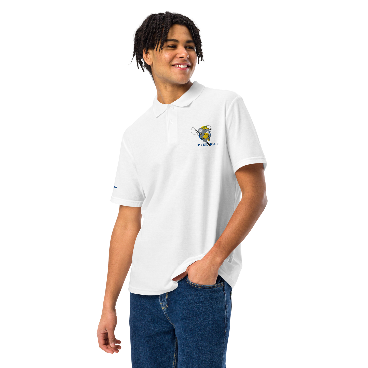 White Pier Rat Unisex Pique Polo Shirt