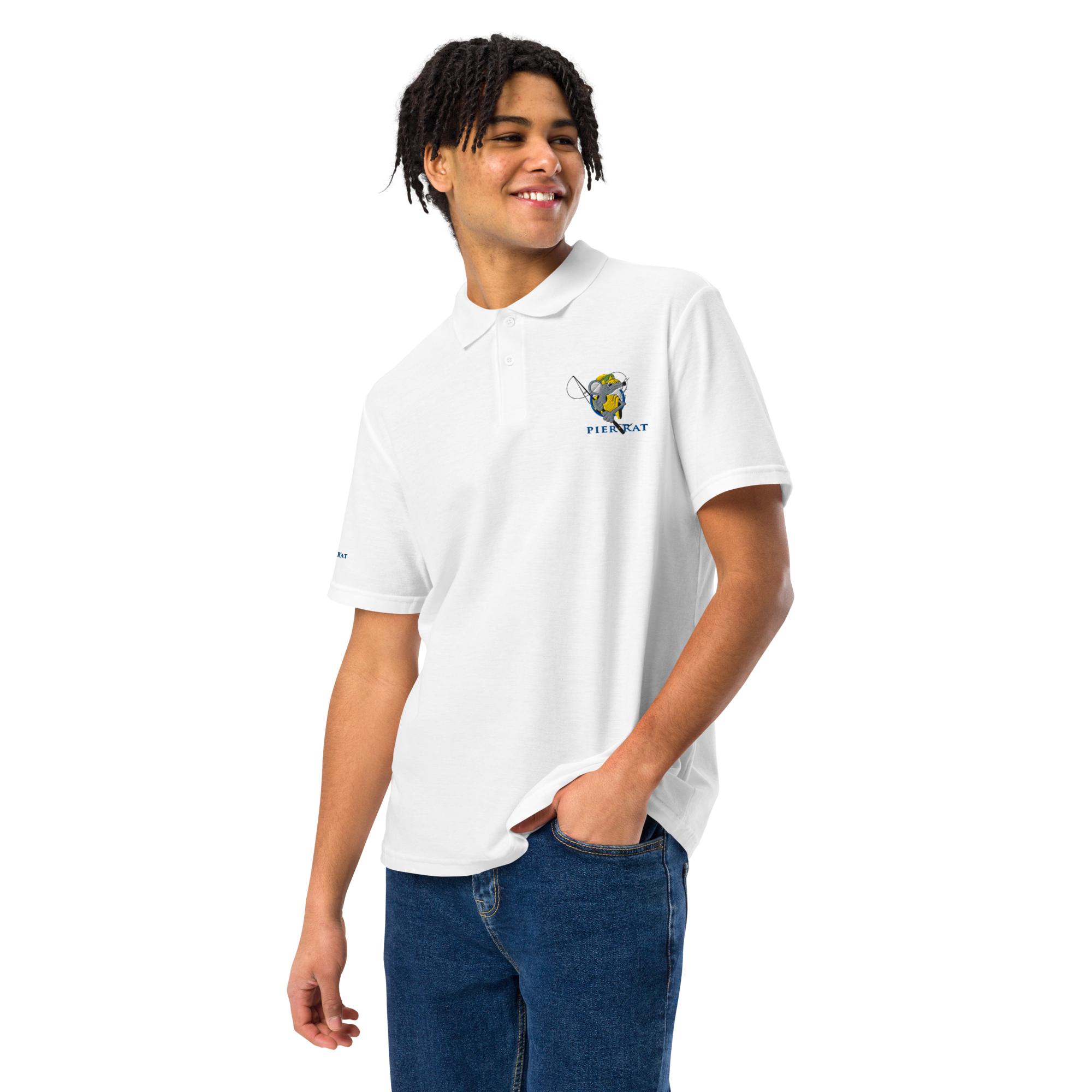 White Pier Rat Unisex Pique Polo Shirt