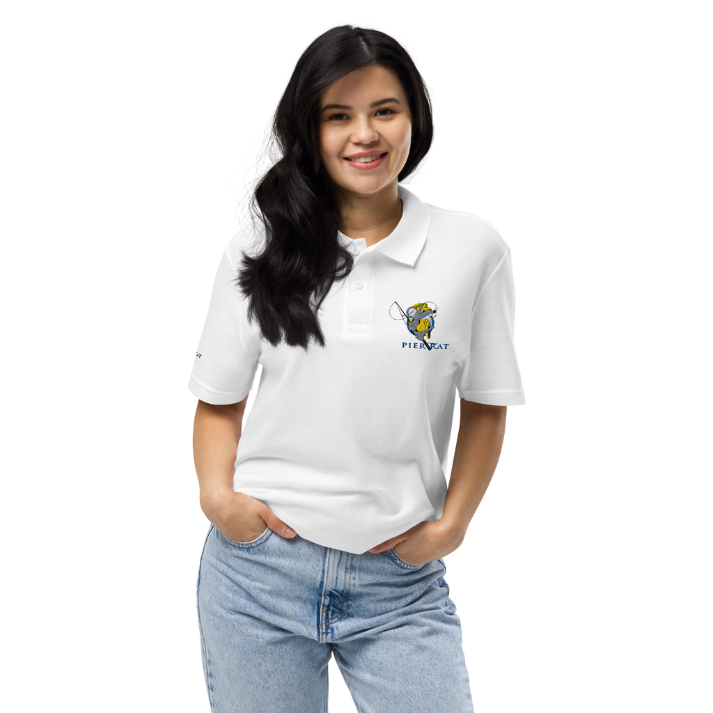 White Pier Rat Unisex Pique Polo Shirt