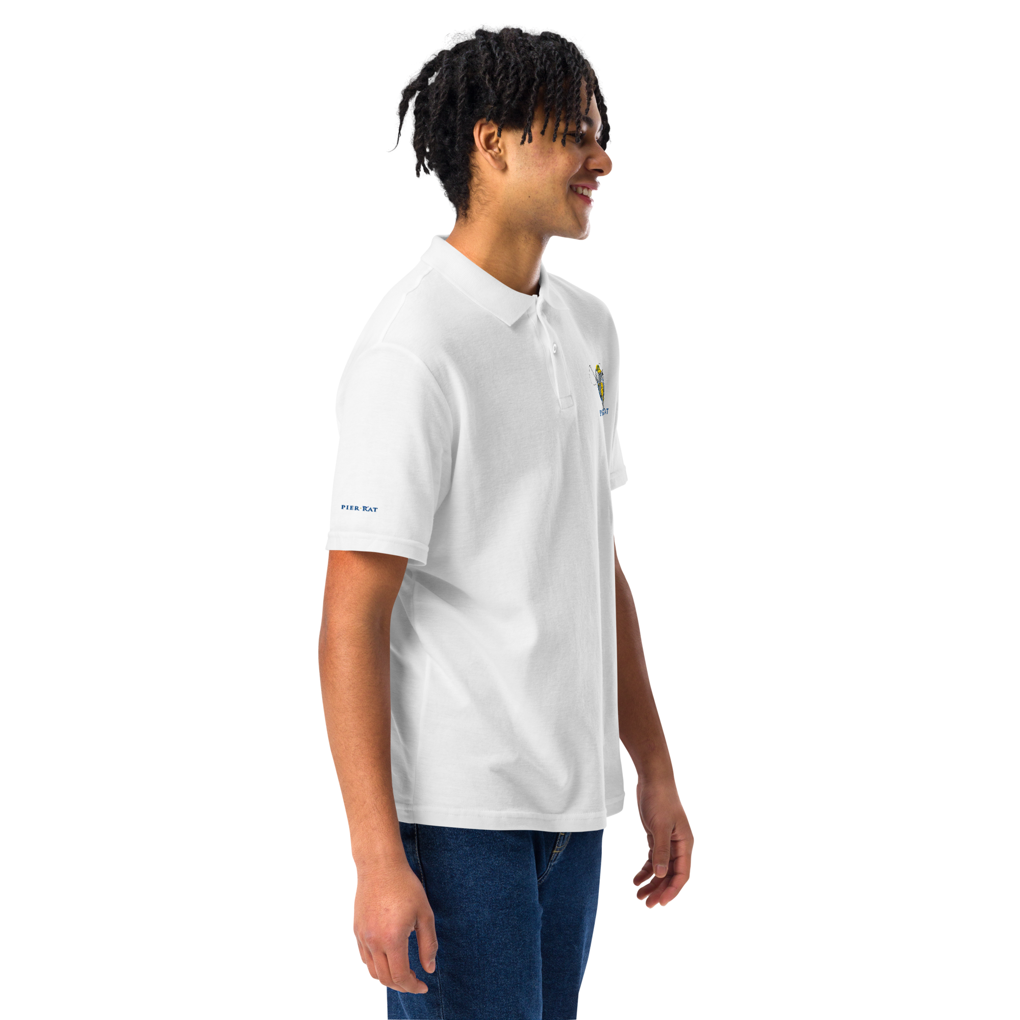 White Pier Rat Unisex Pique Polo Shirt