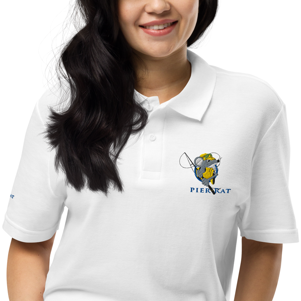 White Pier Rat Unisex Pique Polo Shirt