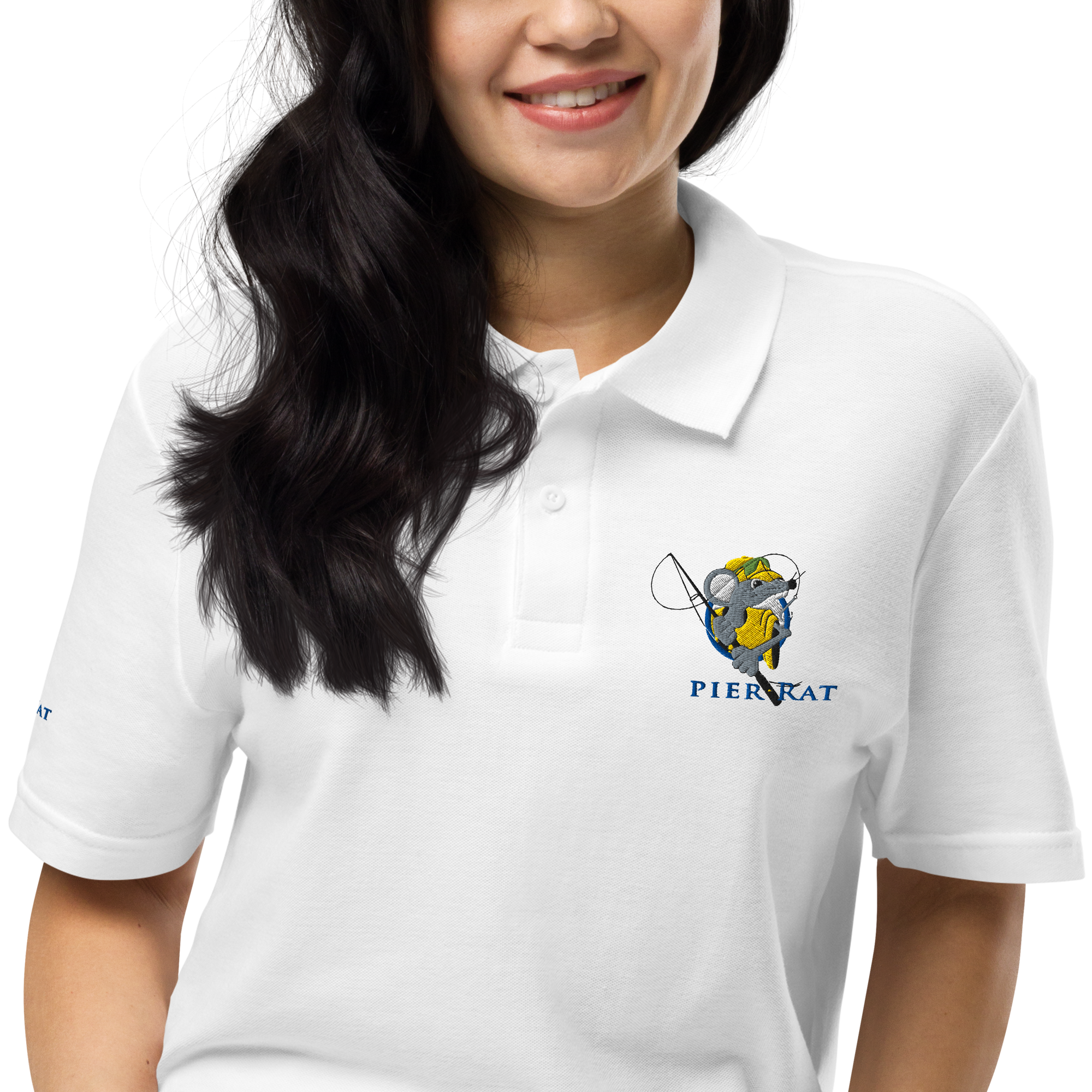 White Pier Rat Unisex Pique Polo Shirt